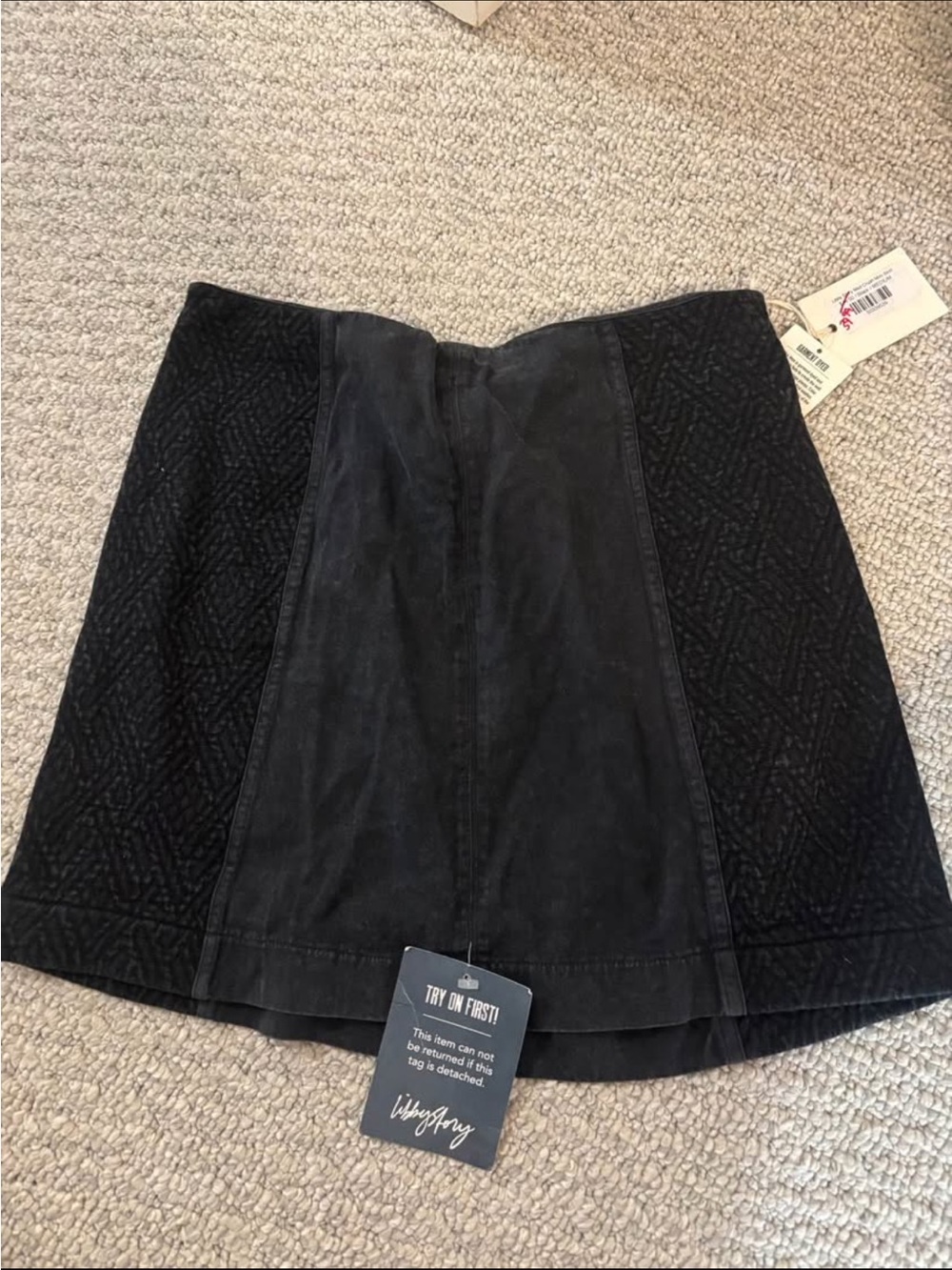 Women's Black Mixed-Panel Mini Skirt